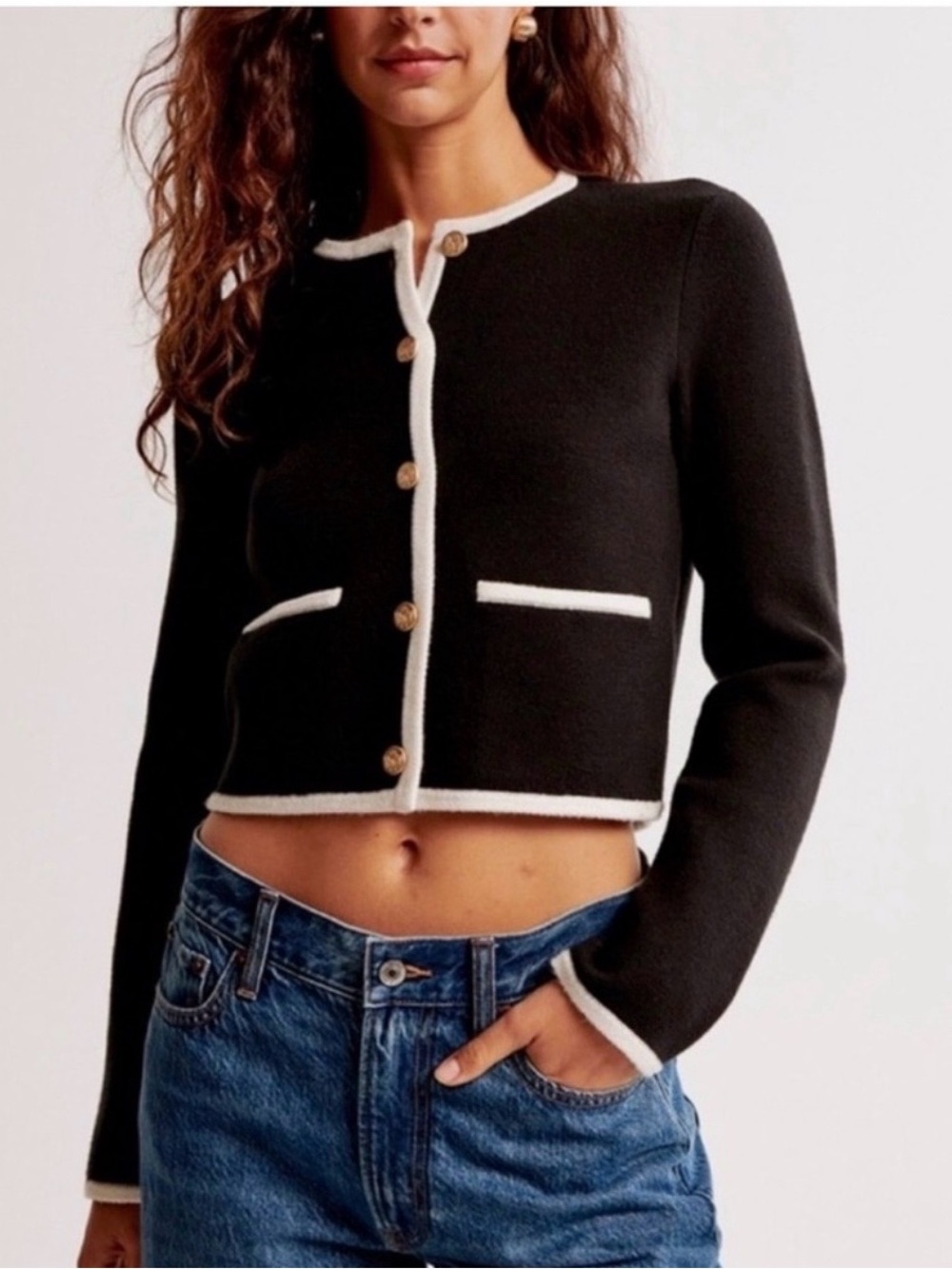 Abercrombie & Fitch Black Top with Cream Trim